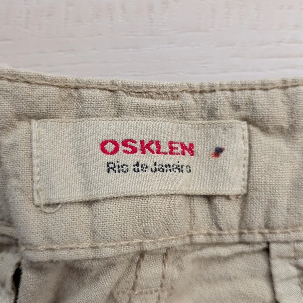 Osklen Rio de Janeiro Cargo Shorts Mens 30 Cotton Linen Tan Khaki Utility Casual